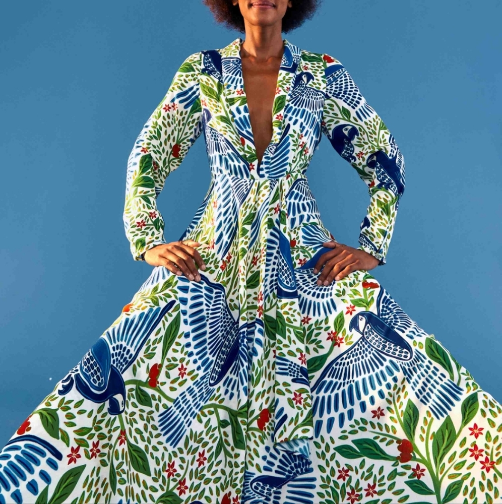 Medium Blue Macaw Flight Maxidress - Picture 1 of 5